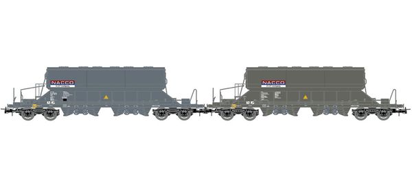 Rivarossi HR6668 - 2-unit Taoos Hopper Wagon Set NACCO – A CIT Company, grey livery