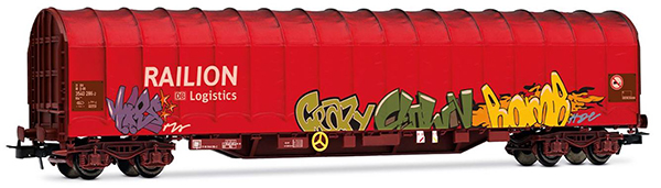 Rivarossi HR6680 - 4-axle Tarpaulin Wagon Rils type RAILION DB LOGISTICS with graffiti