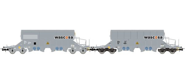 Rivarossi HR6688 - 2-unit 4-axle Silo Wagon Taoos Set WASCOSA, grey livery