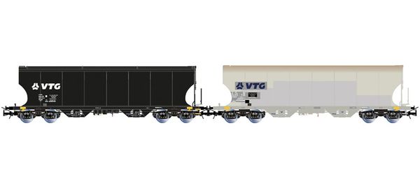 Rivarossi HR6689 - 2-unit 4-axle Cereal Hopper Wagon Set, black and grey