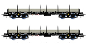 2pc 4-axle stake wagons type Remms, loaded with gas pipes thyssenkrupp