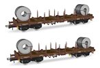 2pc Rhmms-x flat wagons, loaded with coils