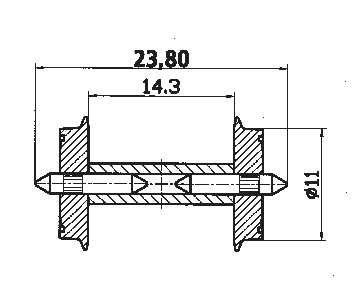 Roco 40193 - Wheel set 11 mm, with forked axle