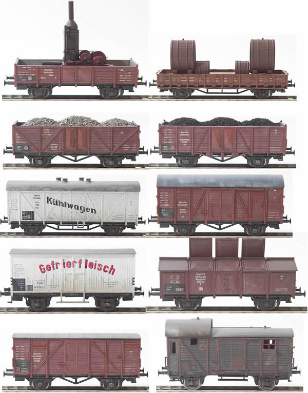 Roco 440031 - German DRG 10 piece custom weathered freight car set