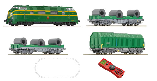 Roco 51269 - Spanish Digital Starter Set: Diesel Locomotive D.340 & steel train of the RENFE