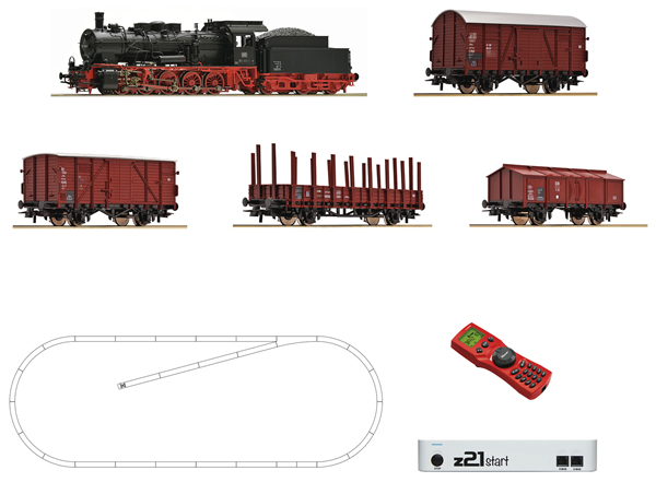 Roco 51318 Digital Starter Set z21 Steam Locomotive Class 057 and goods train of the DB