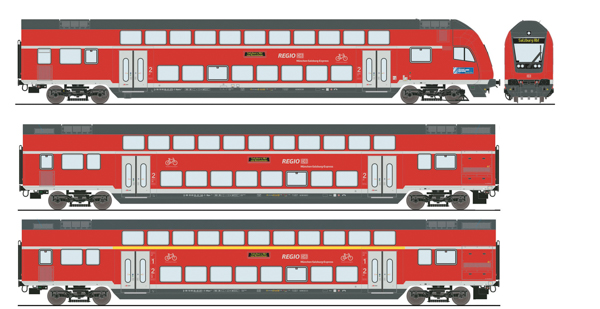 Roco 6210144 - 3 piece set: Double-deck coaches