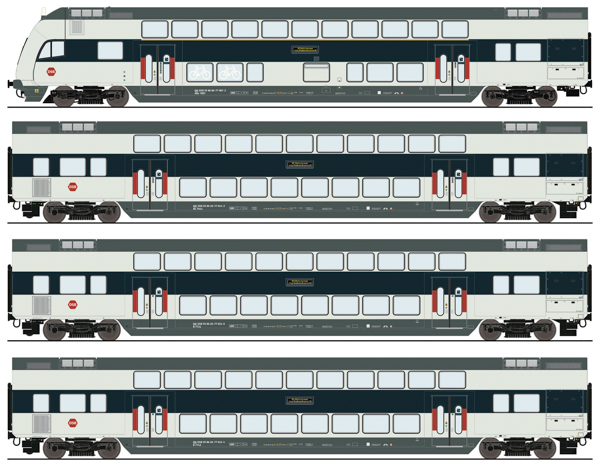 Roco 6210147 - 4 piece set: Double-deck coaches