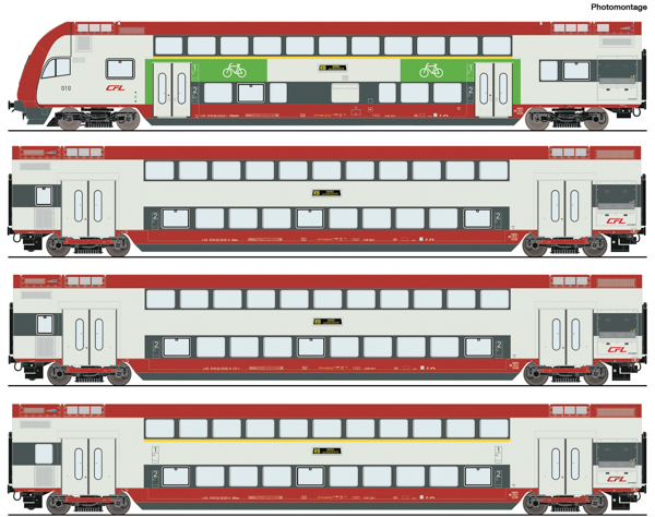 Roco 6210148 - Luxembourg 4 piece set: Double-deck coach, CFL (DCC Sound Decoder)