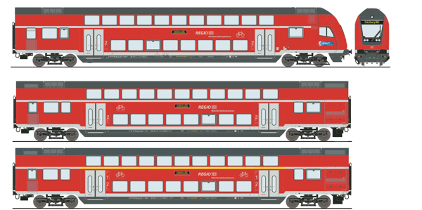 Roco 6220144 - 3 piece set: Double-deck coaches