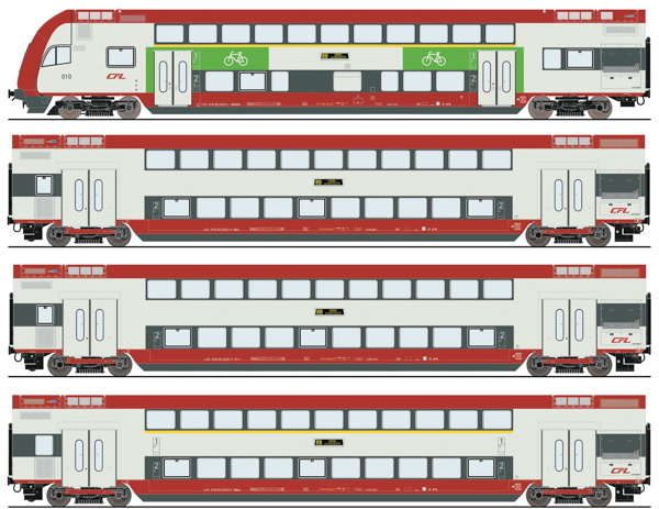 Roco 6220148 - Luxembourg 4 piece set: Double-deck coach, CFL (Sound)