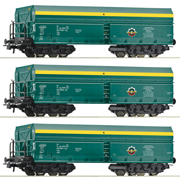 Roco 6600195 - 3 piece set: Self-unloading hopper wagons