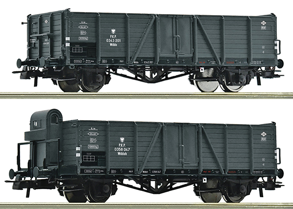 Roco 6600216 - 2-piece set: Open freight wagons type Wddo of the PKP