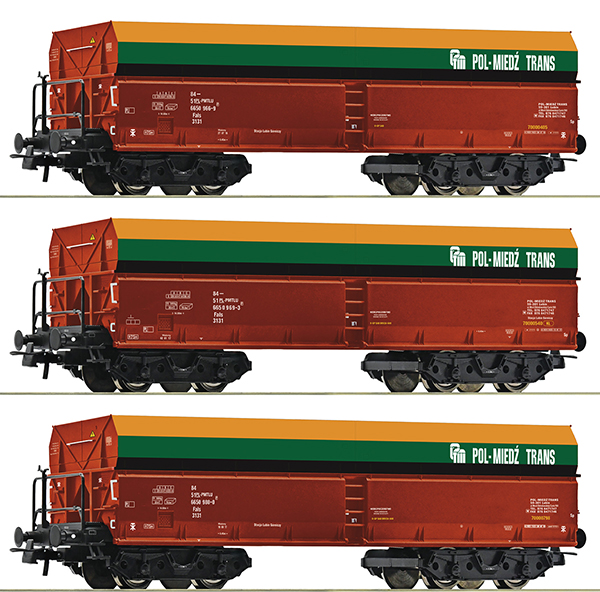 Roco 6600218 - 3-piece set: Self-unloading wagon type Fals of the PMT