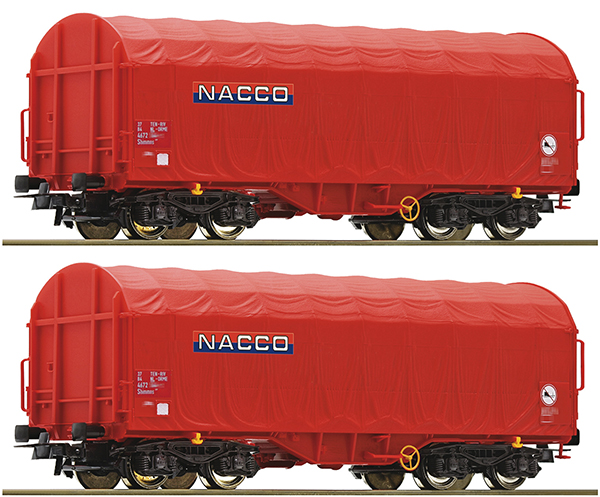 Roco 6600226 - 2-piece set: NACCO sliding tarpaulin wagon