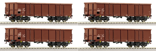 Roco 66095 - 4-piece set of open wagons, DR