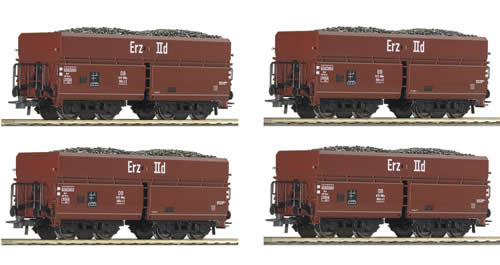 Roco 66129 - 4 Piece #2: Self-Unloading Hopper Wagons