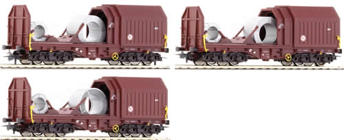 ROCO HOゲージ　3台セット Roco 66182 - 3-piece telescopic hood wagon set of the DB AG