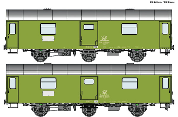 Roco 74111 - German Postal car Set “Rekowagen” of the DR