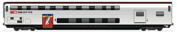 Roco 74494 - 1st class/luggage double  deck coach, SBB          
