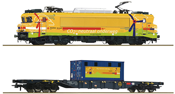 Roco 7500117 - Electric locomotive 1756 “Charlotte” with a container wagon of Strukton