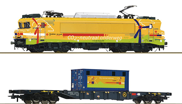 Roco 7510117 - Electric locomotive 1756 “Charlotte” with a container wagon of Strukton