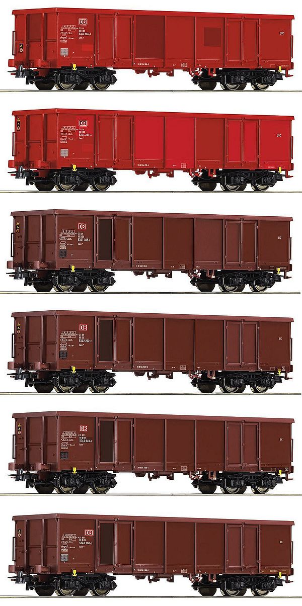 Roco 75858 - German 6-piece display: Open freight wagons of the DB AG