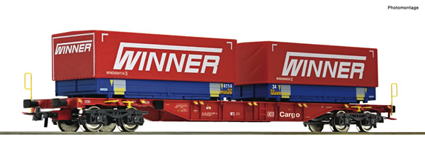 Roco 75893 - Container carrier wagon + Winner Wechselpritschen #7 Display 75886
