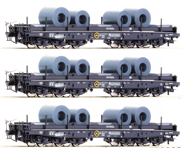 Roco 76957 - 3pc Heavy Duty Freight Car with Steel Coal Loads