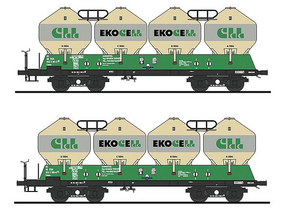 Roco 77006 - Slovakian 2-piece set: Silo wagon of the ZSSK