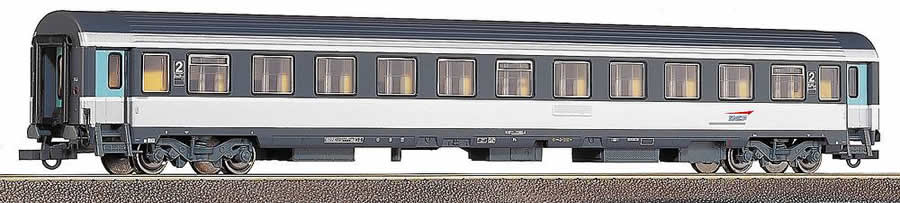 Wagon-lit Roco HO 44841 - TEN DB - Époque 4 - Bleu Toit Gris - Neuf