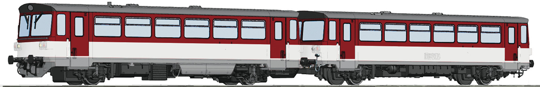 Roco 70382 - Slovakian Diesel Railcar Class 810 and caboose of the