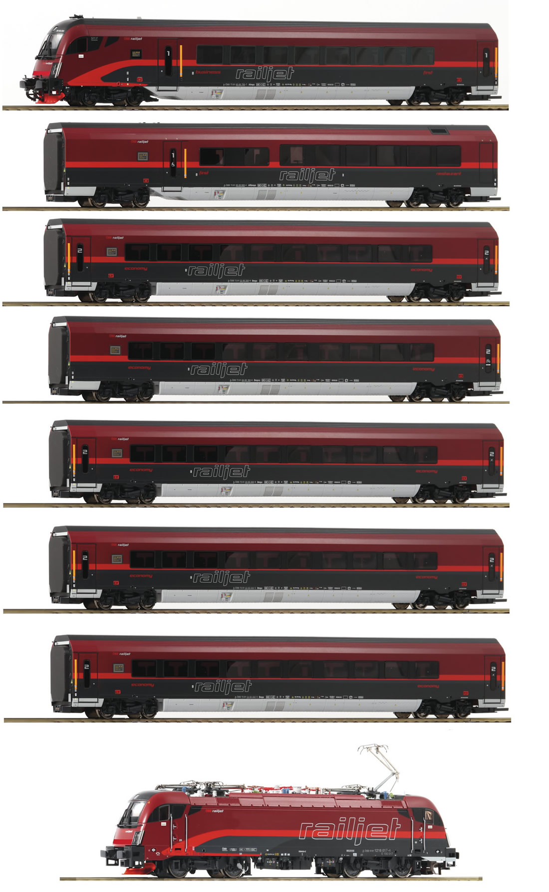 Roco 74116 - Austrian 8pc Railjet Set of the ÖBB (AC Sound)