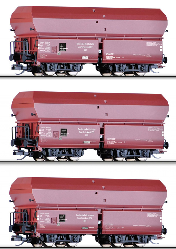 Tillig 01708 - 3pc Hopper Car Set Type OOt