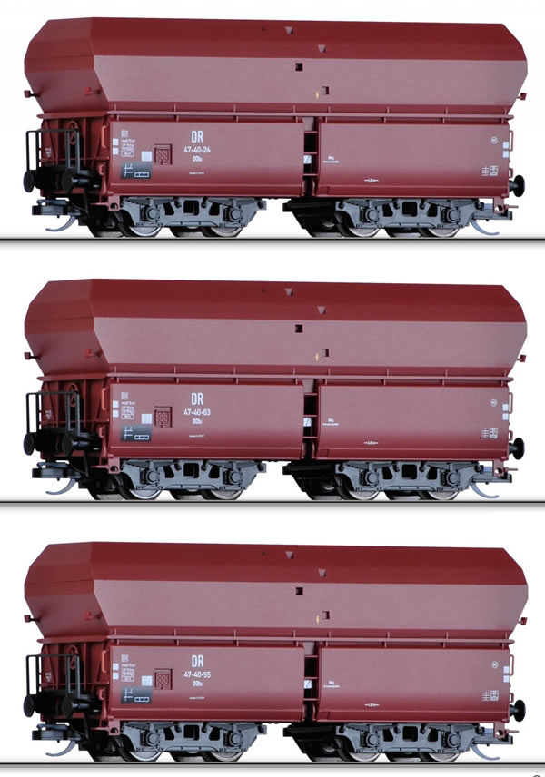 Tillig 01709 - 3pc Hopper Car Set OOt 41 with load brown coal