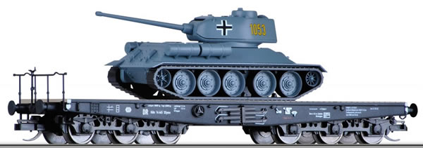 Tillig 15617 - Flat Car with T34/85 Tank