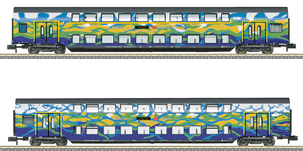 Trix 18298 - 2pc Passenger Coach  Set 1 “Tourism Train” Bi-Level Cars