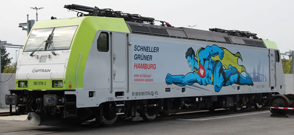 Trix 22653 - German Electric Locomotive Class 185.2 Captrain (150 Yr of Hamburg Harbor RR)