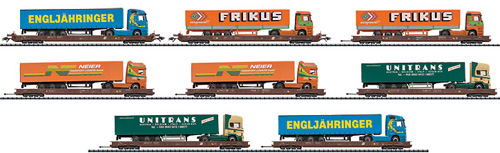 Trix 24510 - DISPLAY 8 DEPRESS FLAT CARS(L)  07