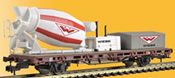 H0 Low side car with cement mixer WIEBE,functional model for 2 rail version
