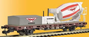 H0 Low side car with cement mixer WIEBE,functional model for 3 rail version