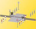 H0 Level crossing with decorated barriers,fully automatic